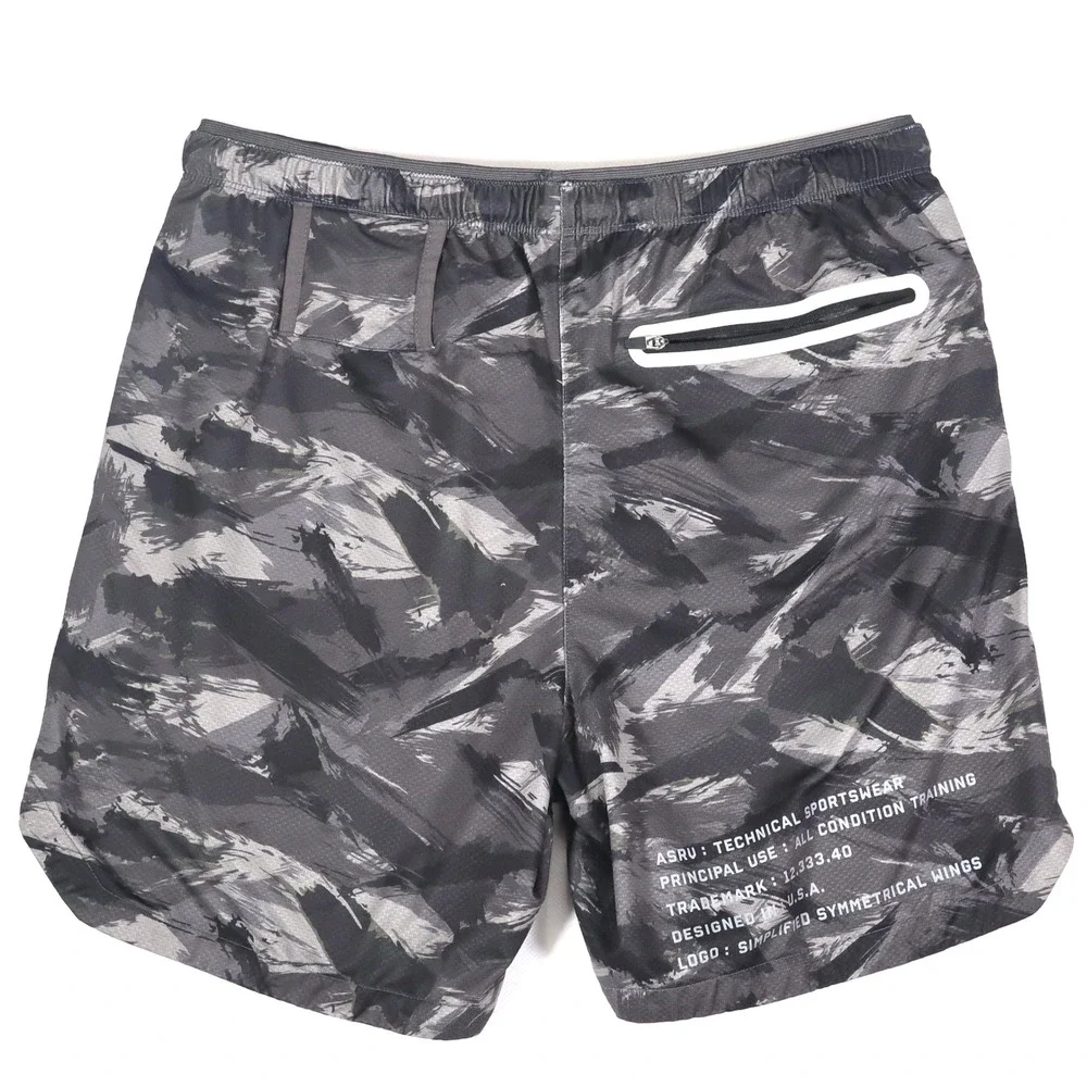 ⁠ASRV Silver-Lite Training Shorts Mens M Grey Camo Linerless Athletic Gym